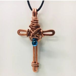 Cross cooper wire necklace hand Made